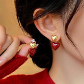 14K Gold-Plated Elegant Heart-Design Earrings - elegant Heart Design Earrings