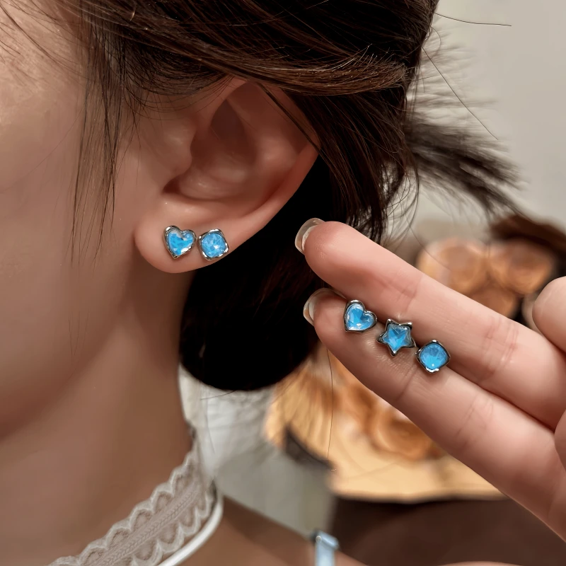 14K Gold-Plated Elegant Heart Star Stud Earrings - elegant Star Stud Earrings