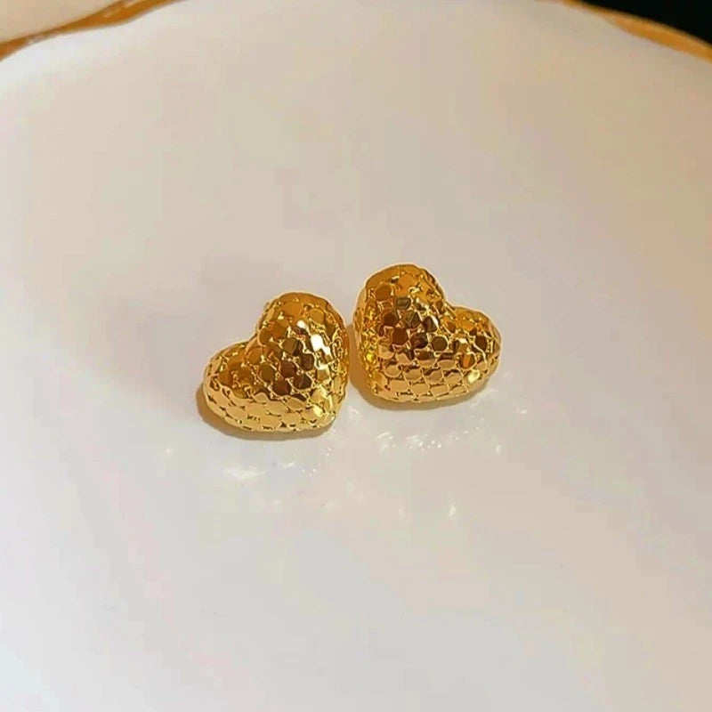 14K Gold-Plated Elegant Heart Studs - elegant Gold Heart Studs