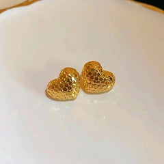 14K Gold-Plated Elegant Heart Studs - elegant Gold Heart Studs