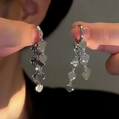 14K Gold-Plated Elegant Heart Tassel Earrings - elegant Heart Tassel Earrings