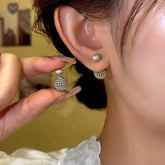 14K Gold-Plated Elegant Hollow Ball jacket Earrings - elegant Ball Jacket Earrings