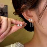 14K Gold-Plated Elegant Hollow Filigree Flower Threader Earrings - elegant Flower Threader Earrings