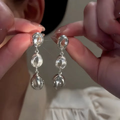 14K Gold-Plated Elegant Hollow Three-Layer Water Drop Earrings - elegant Layered Water Drop Earrings