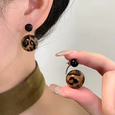 14K Gold-Plated Elegant Leopard Print Bead Earrings - elegant Leopard Print Bead Earrings