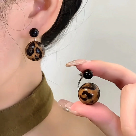 14K Gold-Plated Elegant Leopard Print Bead Earrings - elegant Leopard Print Bead Earrings