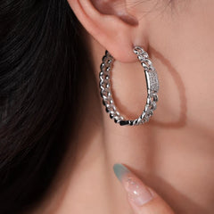 Close-up detail of the sparkling zircons and plating on the Luxury Zircon Hoops