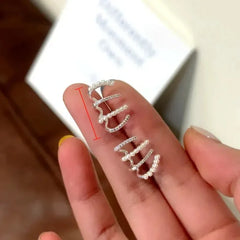 Angled view of the 14K Gold-Plated Elegant Multi-Layer Zircon Pearl Stud Earrings