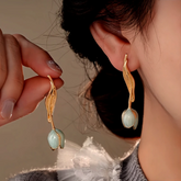14K Gold-Plated Elegant Oil-Drop Leaf Tulip Earrings - elegant Tulip Earrings