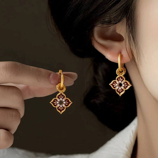 14K Gold-Plated Elegant Painted Glazen Earrings - elegant Painted Glaze Earrings