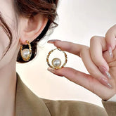 14K Gold-Plated Elegant Pearl Hoop Earrings - elegant Pearl Hoop Earrings