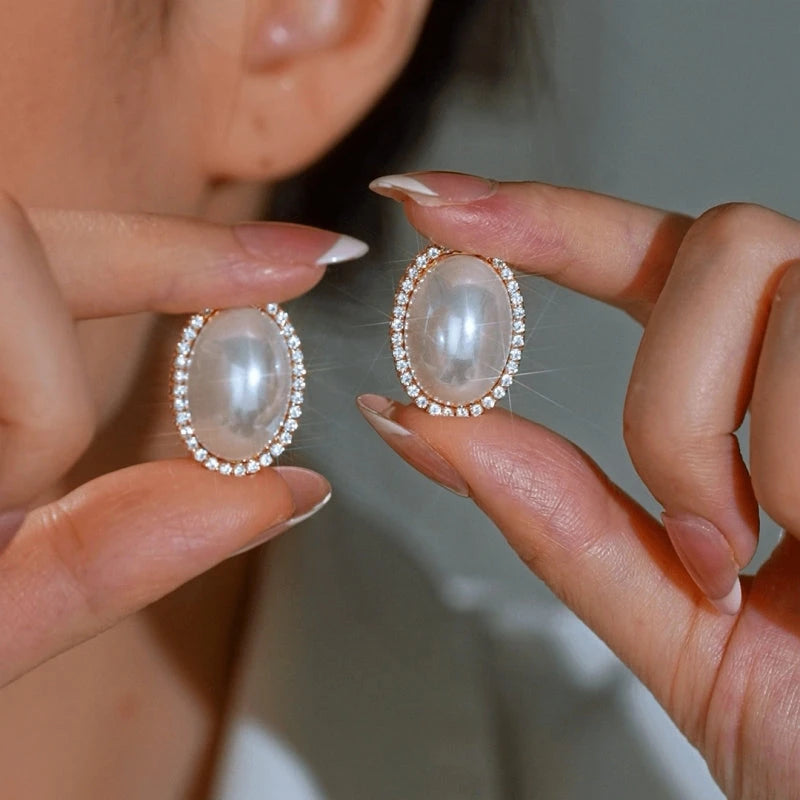 14K Gold-Plated Elegant Pearl Stud Earrings - elegant Pearl Stud Earrings