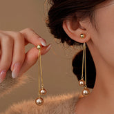 14K Gold-Plated Elegant Pearl Tassel Earrings - elegant Pearl Tassel Earrings