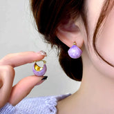 14K Gold-Plated Elegant Purple Oil Drop Basket Earrings - elegant Purple Basket Earrings