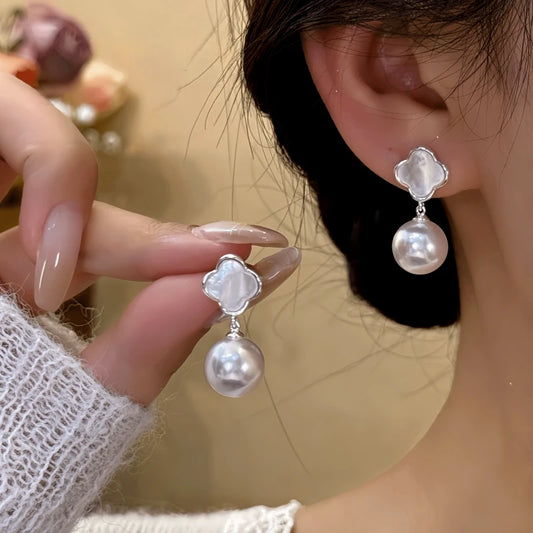 14K Gold-Plated Elegant Shell Pearl Earrings - elegant Shell Pearl Earrings