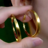 14K Gold-Plated Elegant Simple Big Hoop Earrings - elegant Big Hoop Earrings