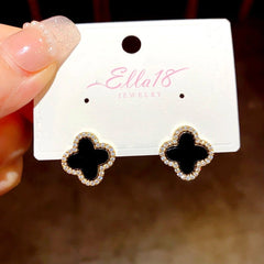 Angled view of the 14K Gold-Plated Elegant Simple Flower Stud Earrings