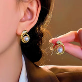 14K Gold-Plated Elegant Snake Pearl Earrings - elegant Snake Pearl Earrings