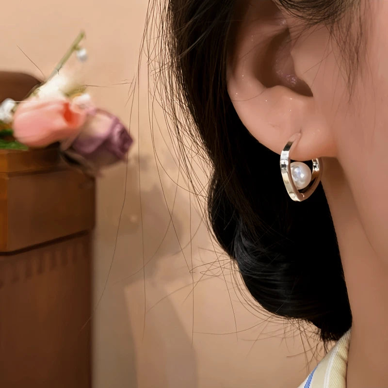 14K Gold-Plated Elegant Square Bead Earrings - elegant Square Bead Hoops