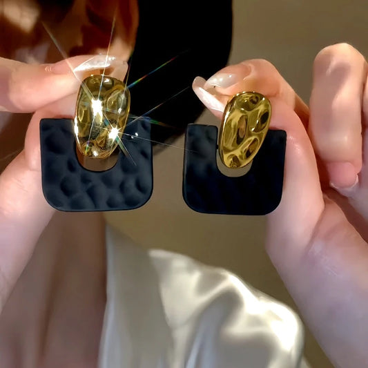 14K Gold-Plated Elegant Square Contrasting Color Earrings - elegant Contrasting Color Earrings
