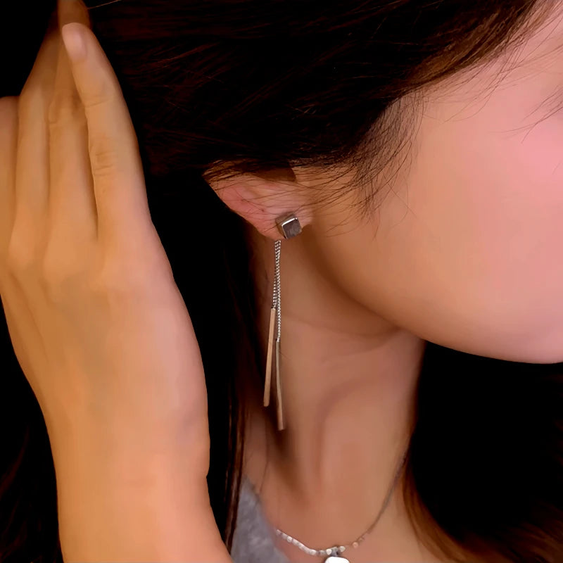 14K Gold-Plated Elegant Square Tassel Earrings - elegant Square Tassel Earrings