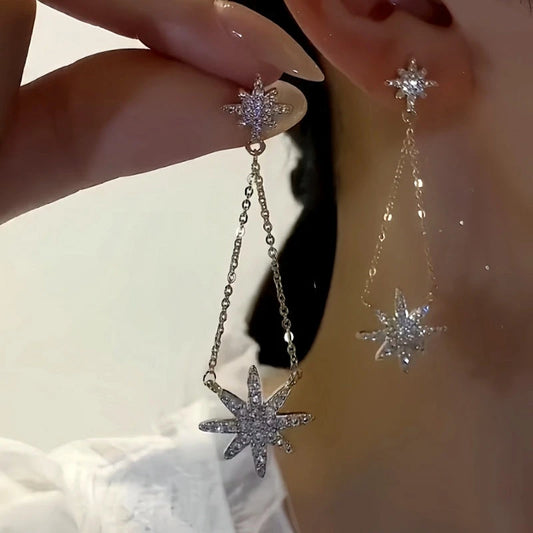 14K Gold-Plated Elegant Star Tassel Earrings - elegant Star Tassel Earrings