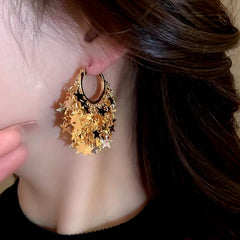 14K Gold-Plated Elegant Star Tassel Earrings - elegant Star Tassel Earrings