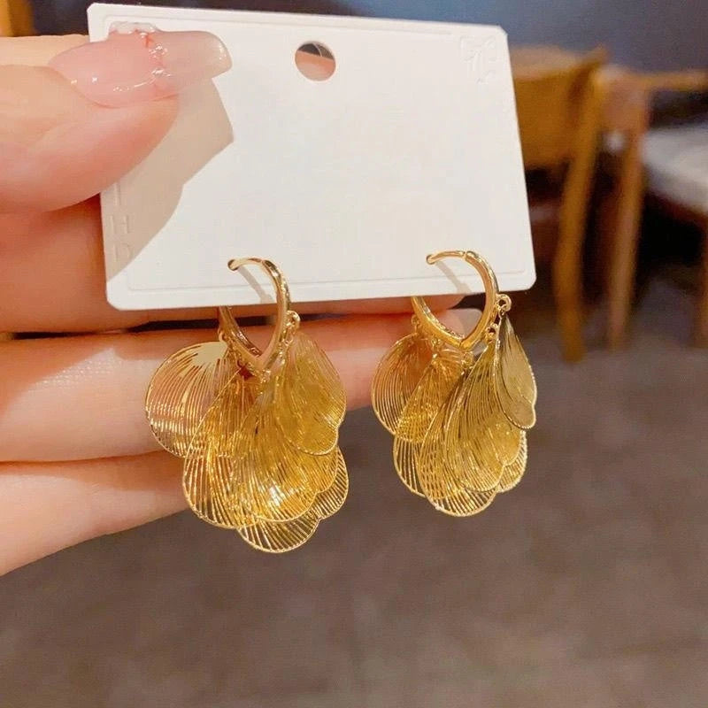 14K Gold-Plated Elegant Tassel Earrings - elegant Gold Tassel Earrings