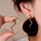14K Gold-Plated Elegant Twisted Snake Earrings - elegant Snake Jacket Earrings
