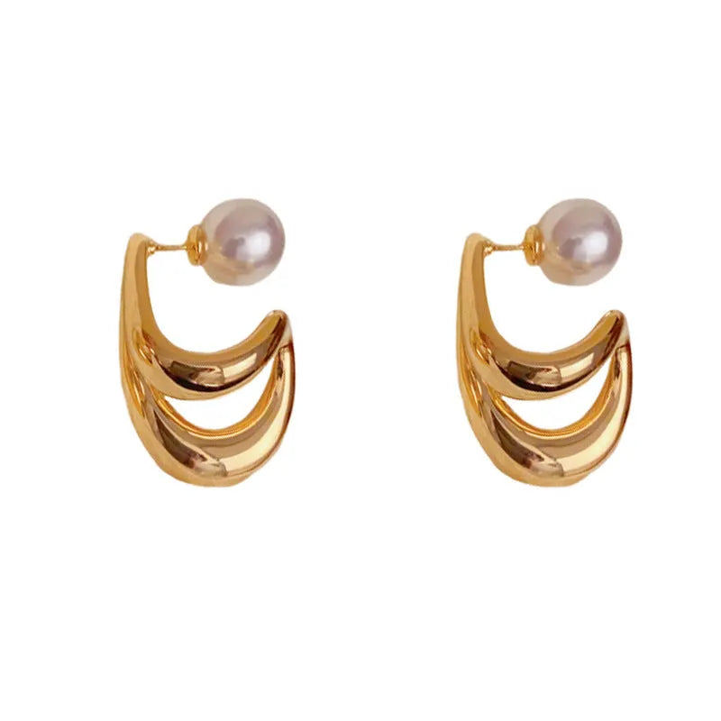 14K Gold-Plated Elegant Water Drop Pearl Earrings - elegant Pearl Jacket Earrings