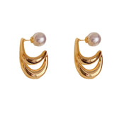 14K Gold-Plated Elegant Water Drop Pearl Earrings - elegant Pearl Jacket Earrings