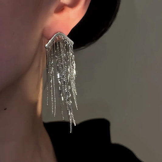 14K Gold-Plated Elegant Waterfall Chain Tassel Earrings - elegant Waterfall Tassel Earrings