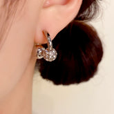 14K Gold-Plated Elegant Zircon Ball Cross Earrings - elegant Cross Dangle Earrings