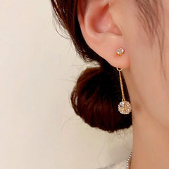 14K Gold-Plated Elegant Zircon Ball Tassel Earrings - elegant Ball Tassel Earrings