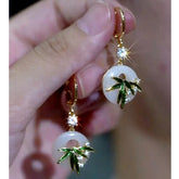 14K Gold-Plated Elegant Zircon Bamboo Leaf Earrings - elegant Bamboo Leaf Earrings