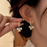 14K Gold-Plated Elegant Zircon Bead Cat's Eye Stone Flower Earrings - elegant Cat's Eye Flower Earrings