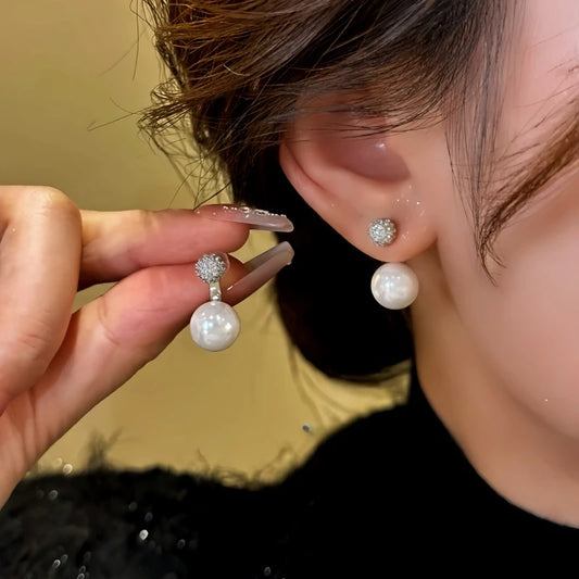 14K Gold-Plated Elegant Zircon Bead Earrings - elegant Zircon Jacket Earrings