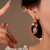 14K Gold-Plated Elegant Zircon Bear Bead Star Tassel Earrings - elegant Bear Tassel Earrings