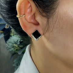 Close-up detail of the sparkling zircons and plating on the Black Crystal Studs