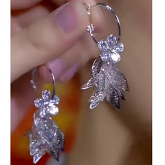 Close-up detail of the sparkling zircons and plating on the Flower Tassel Earrings