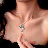 14K Gold-Plated Elegant Zircon Blue Diamond Cross Pendant Necklace - beautiful Cross Pendant Necklace