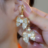14K Gold-Plated Elegant Zircon Bow Earrings - elegant Zircon Bow Earrings