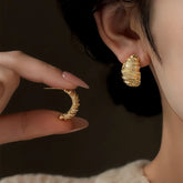 14K Gold-Plated Elegant Zircon Bread Earrings - elegant Gold Twist Earrings