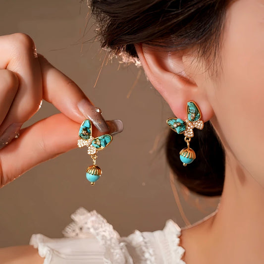 14K Gold-Plated Elegant Zircon Butterfly Bohemian Earrings - elegant Bohemian Butterfly Earrings