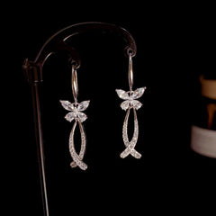 Close-up detail of the sparkling zircons and plating on the Butterfly Tassel Ear Hooks