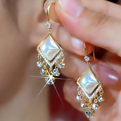 14K Gold-Plated Elegant Zircon Cat's Eye Ear Hooks - elegant Cat's Eye Ear Hooks