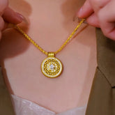 14K Gold-Plated Elegant Zircon Compass Pendant Necklace - beautiful Compass Pendant Necklace