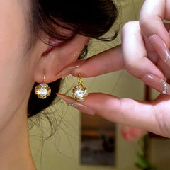 14K Gold-Plated Elegant Zircon Diamond Ball Earrings - elegant Diamond Ball Earrings