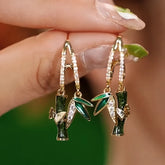 14K Gold-Plated Elegant Zircon Diamond Bamboo Earrings - elegant Bamboo Earrings
