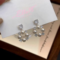 Angled view of the 14K Gold-Plated Elegant Zircon Diamond Bead Earrings